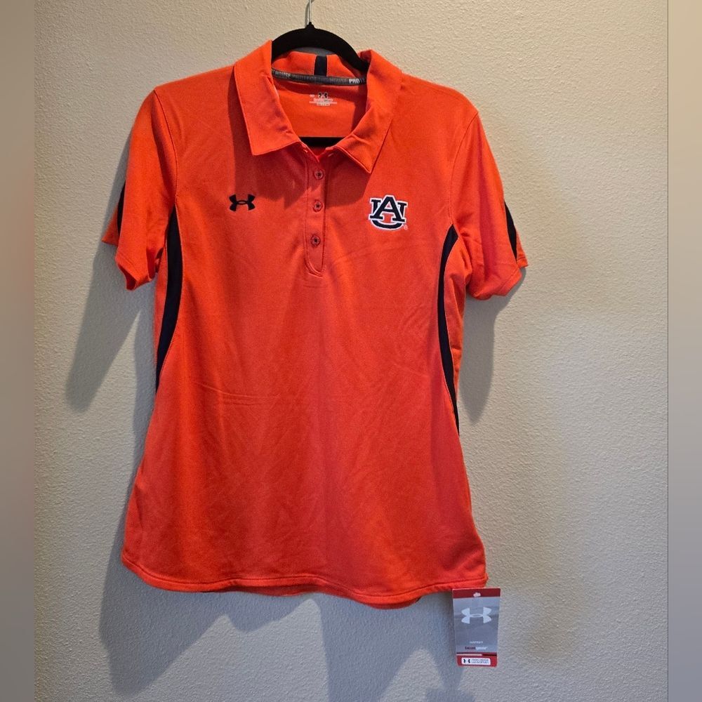 NWT Auburn Tigers Orange Under Armour Polo Shirt Sz L